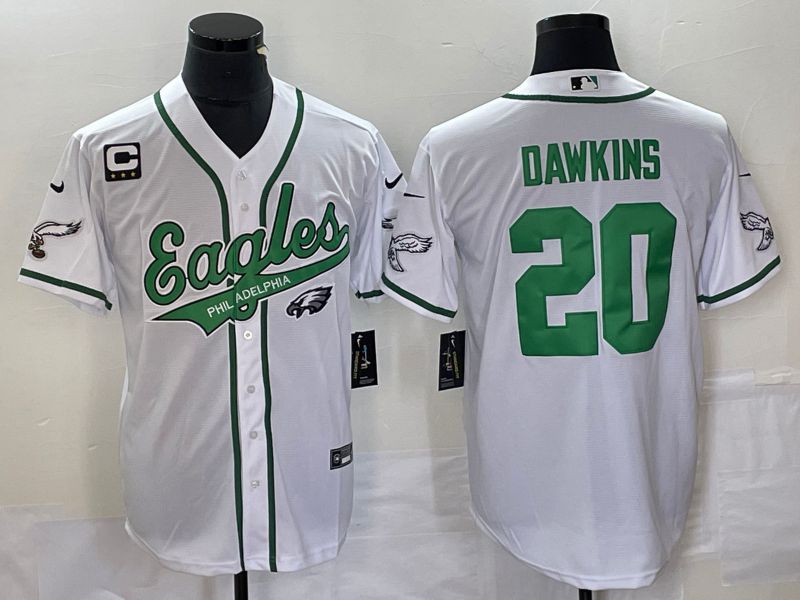 Men Philadelphia Eagles 20 Dawkins White Co Branding Game NFL Jersey style 8